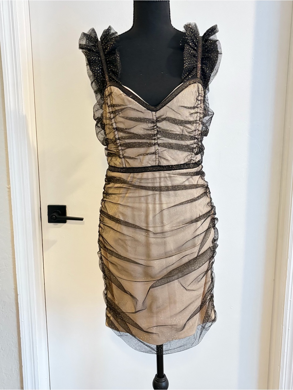 Lulus dazzling designs black mesh overlay Bodycon dress size large